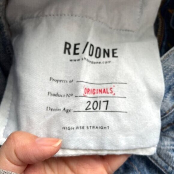 Re/Done Originals (Levi’s) High Rise Straight Distressed Jeans - 27" - Picture 9 of 16